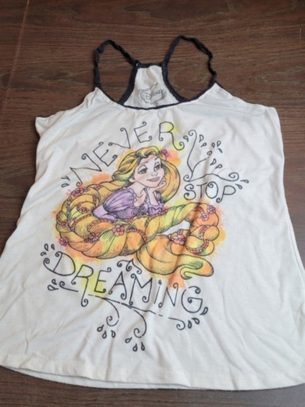 Disney White Rapunzel 'Never Stop Dreaming' Pajama Tank Medium